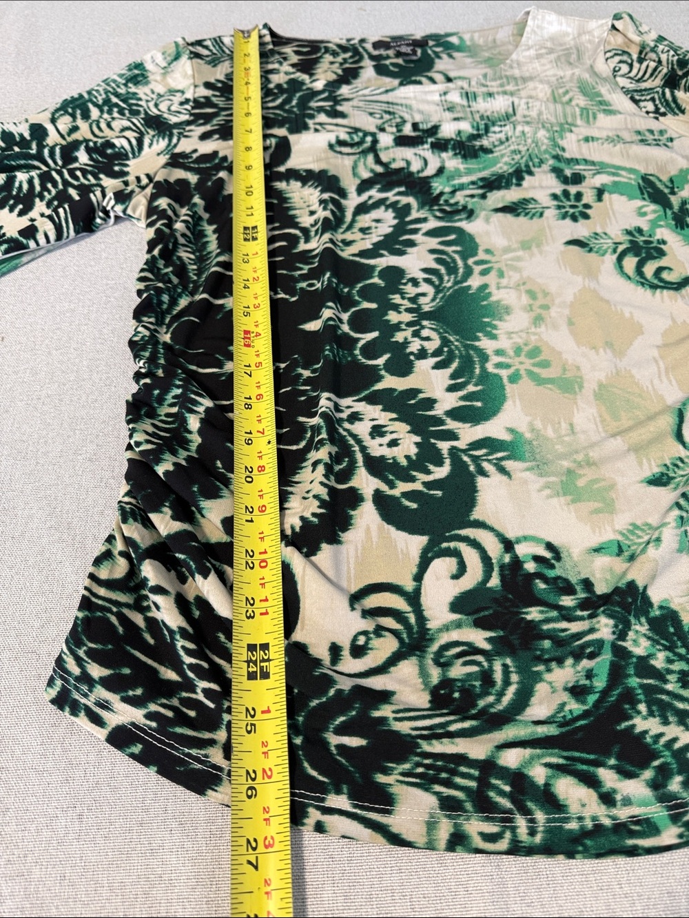 Alfani Green and Cream Floral Scoop Neck Long Sleeve Top SZXL - Picture 9 of 15